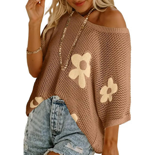 T-shirt Floral En Crochet - Léah™